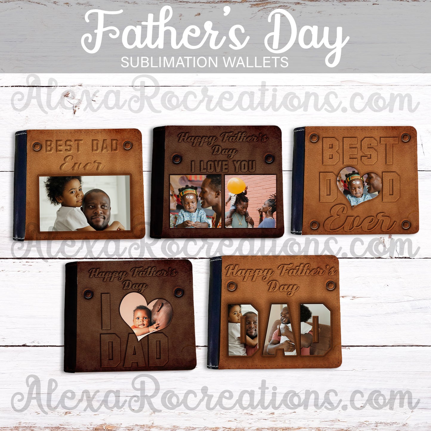 Fathers day Sublimation Wallet templates + Mockups