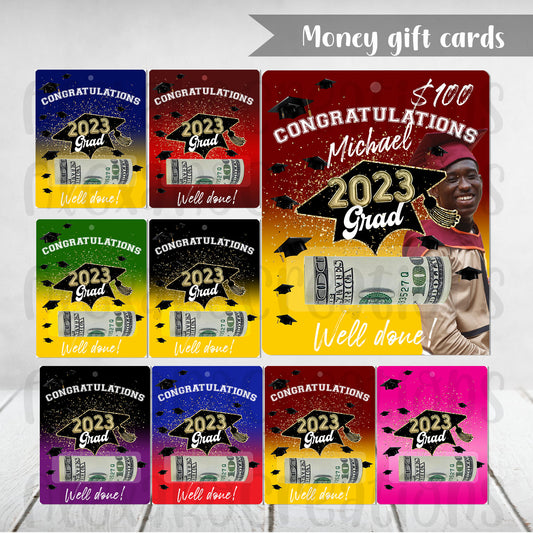 Graduation money gift cards PNG templates + Mockups