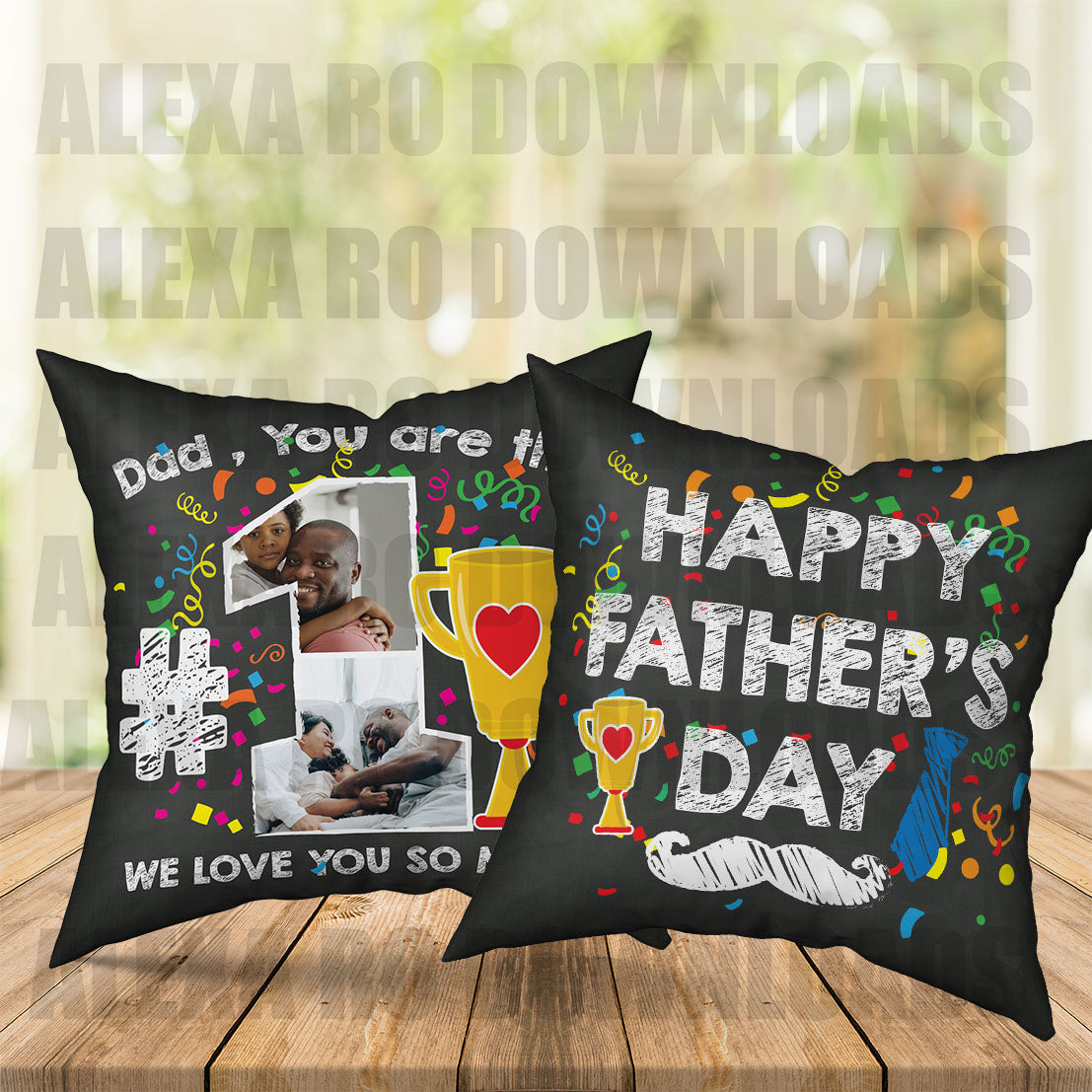 Fathers day Sublimation pillow templates + Mockups – AlexaRo Creations