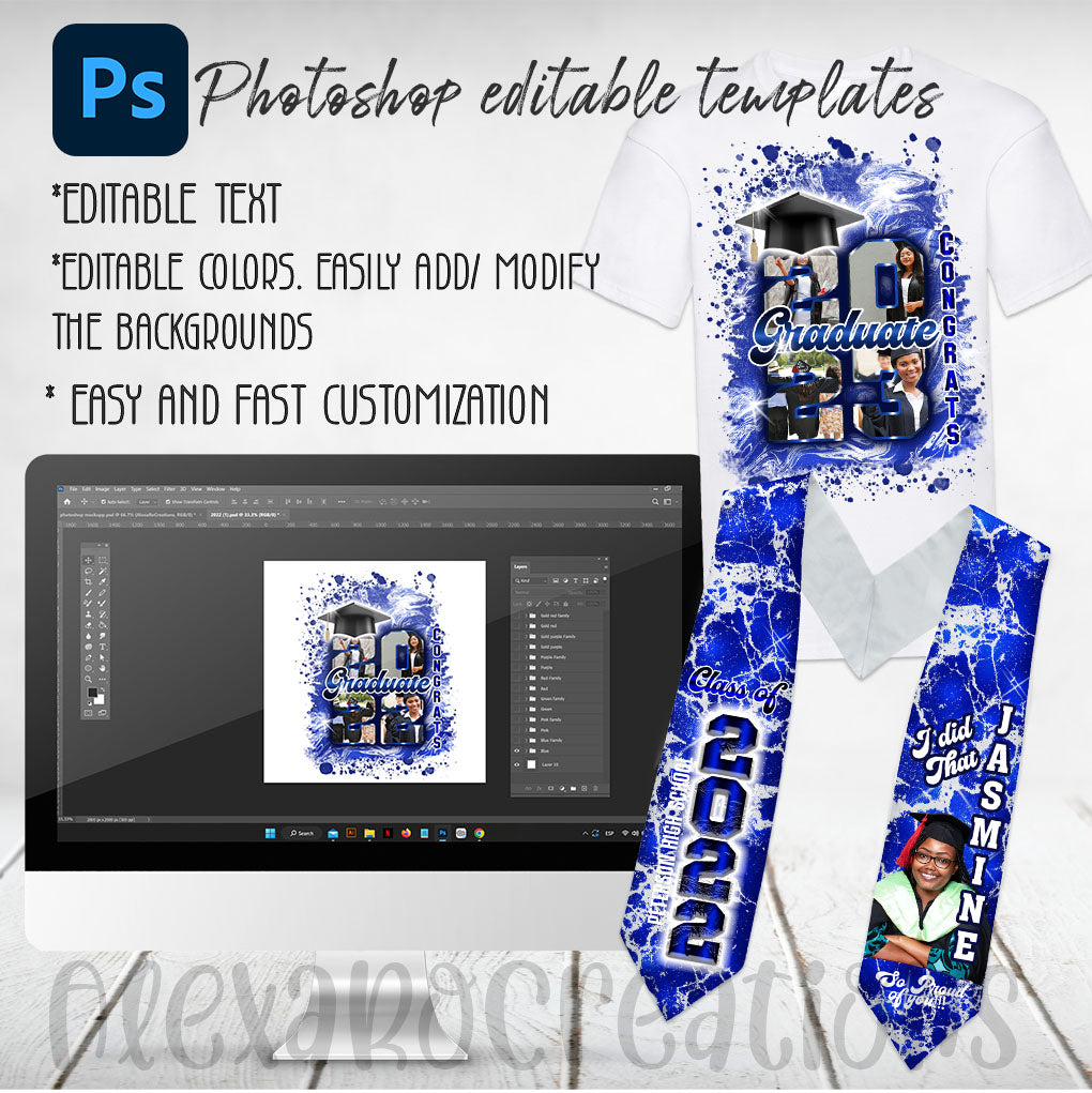 Photoshop templates Graduation shirts and stoles