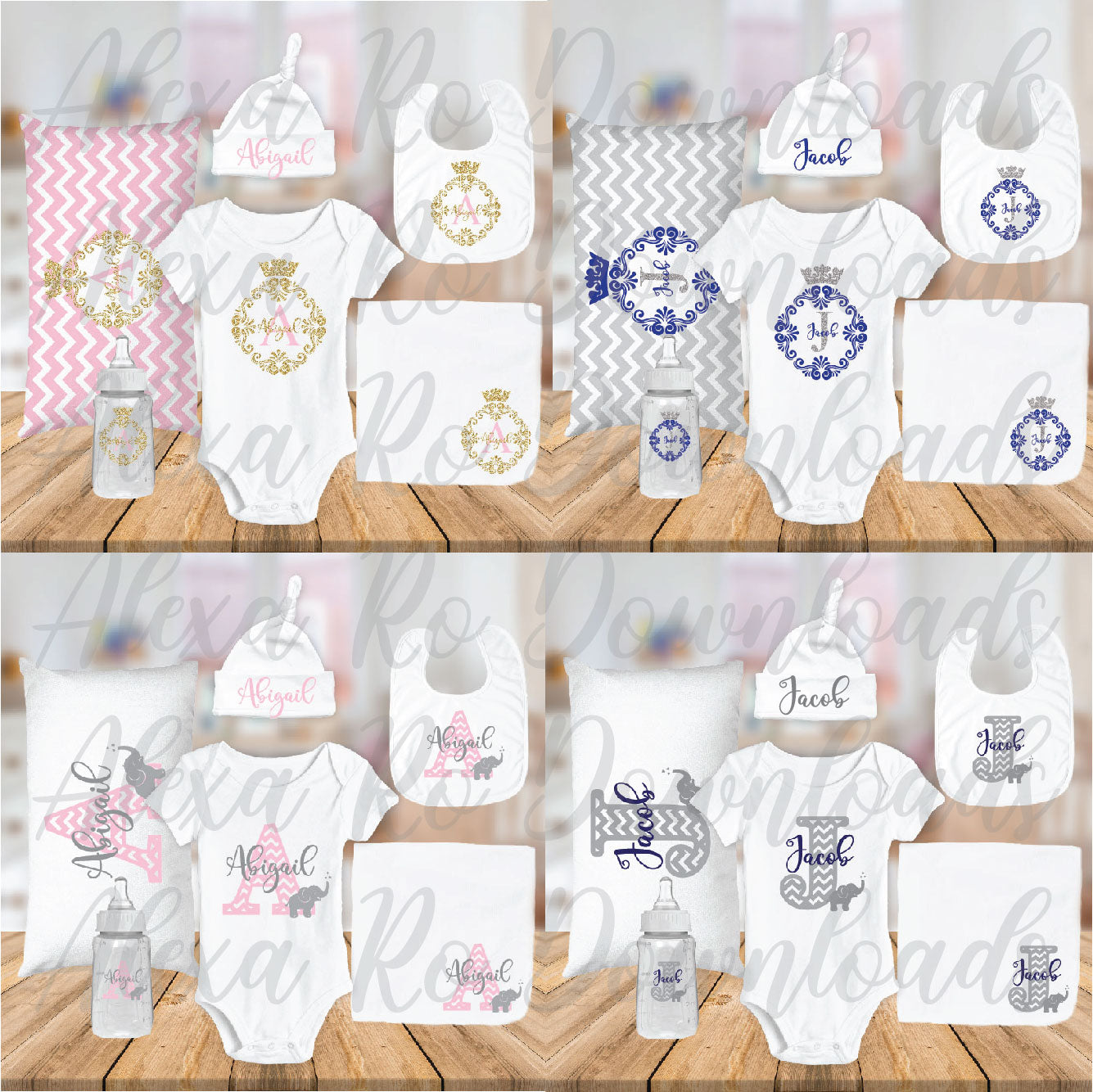 Baby monogram SVG bundle + Mockups