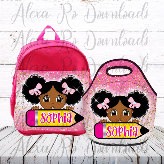 Bag and lunch box sulimation designs for girls