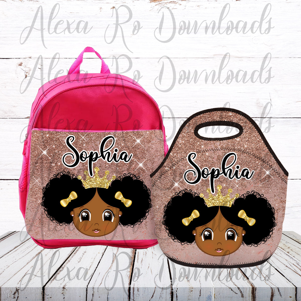 Bag and lunch box sulimation designs for girls