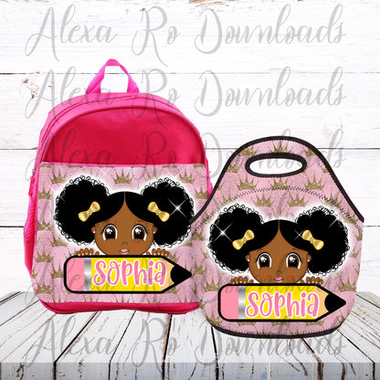 Bag and lunch box sulimation designs for girls