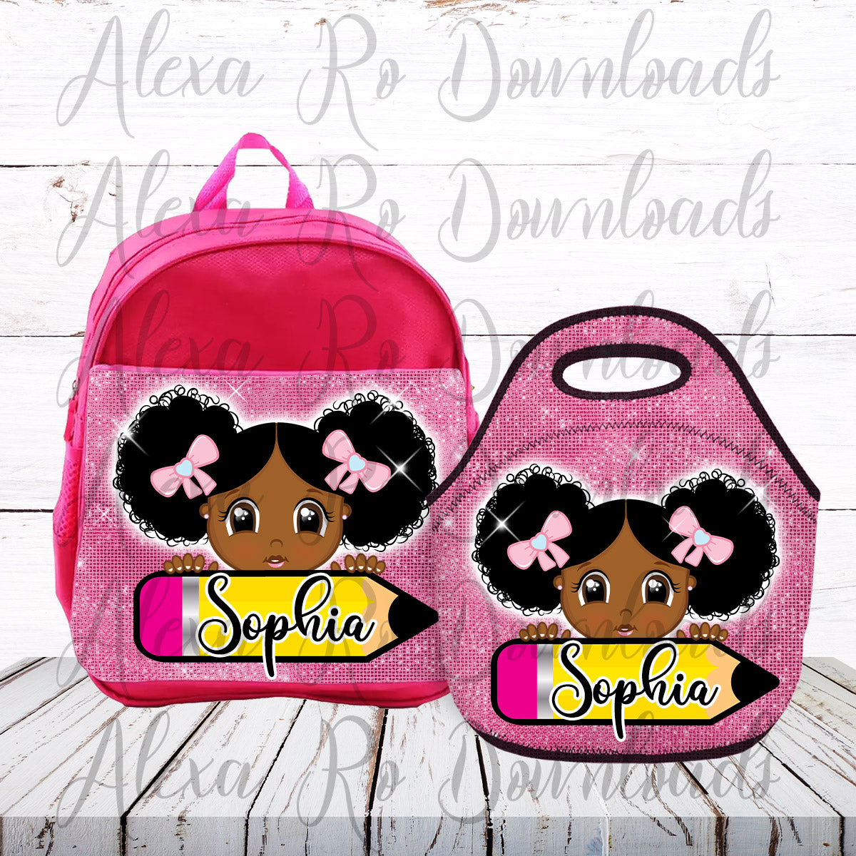 Bag and lunch box sulimation designs for girls